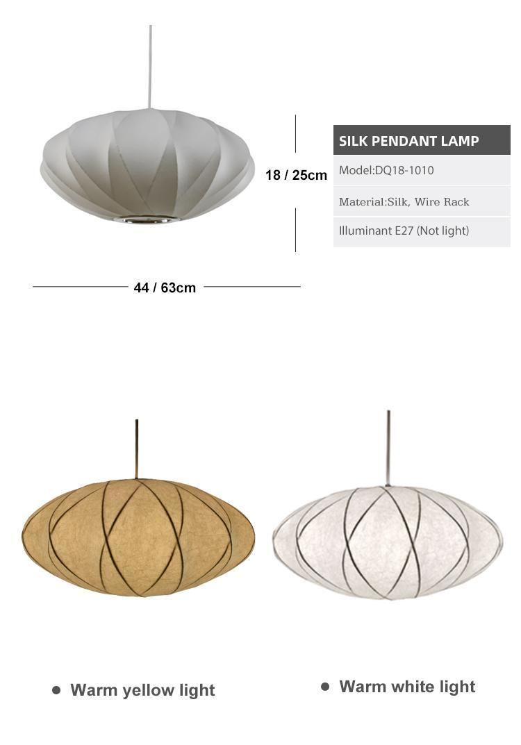 Professional Supplier Postmodern Silk Lampshade Cocoon Lanterns Pendant Lamp for Restaurant