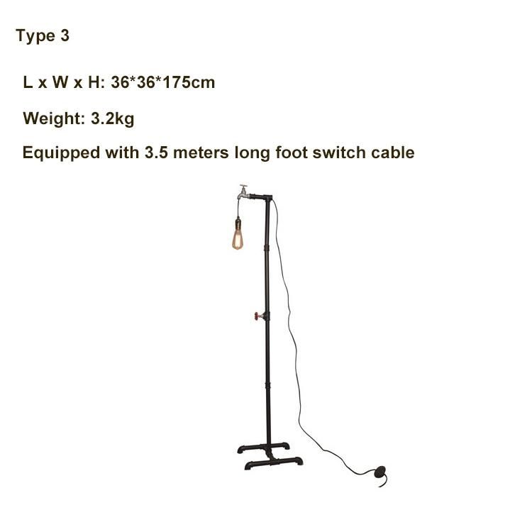 LED Creative Foot Switch Industrial Retro Pipe Floor Lamp