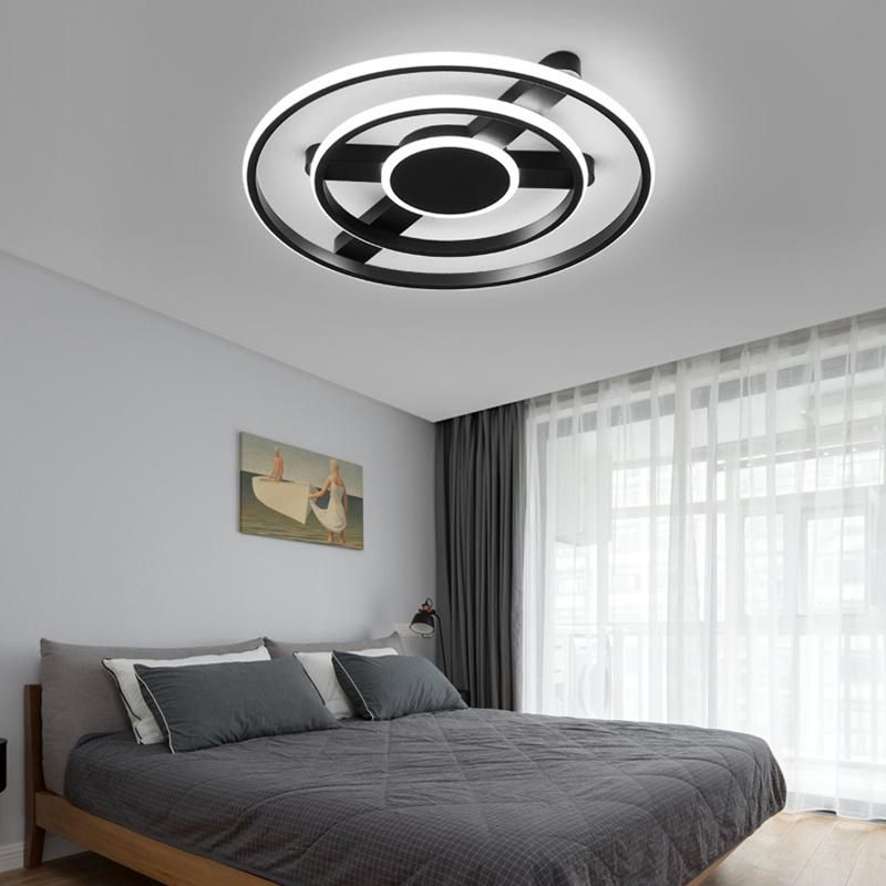 Round Ceiling Lamp Sitting Room Light Modern Black and White Light