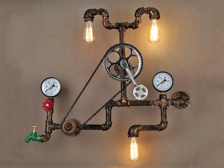 Vintage Retro Loft Industrial Wind Light Personality Water Pipe Wall Lamp (WH-VR-24)
