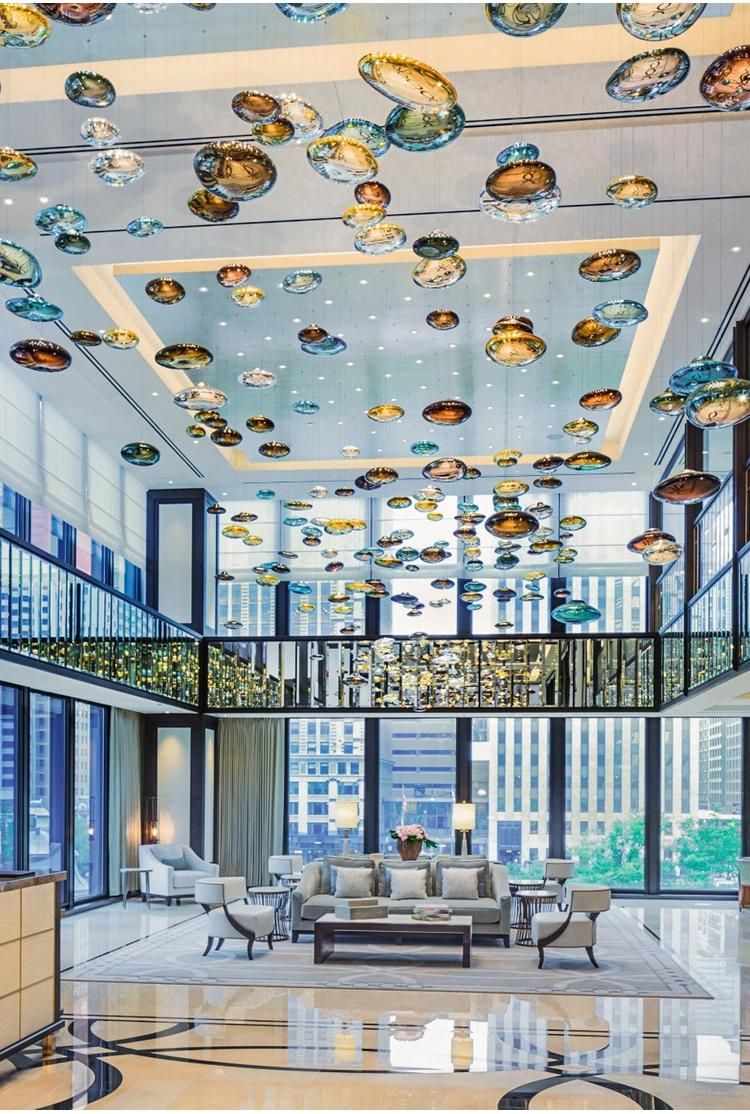 Glass Stone Lamp Decorative Villa Exhibition Hall Commercial Stair LED Custom Chandelier Light