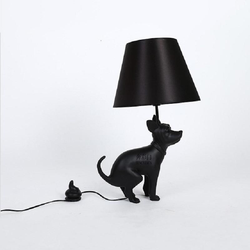 Simple Art Resin Cloth Cover Big Dog LED Living Room Hotel Club Animal Small Black Dog Table Lamp for Living Room Floor Lamp