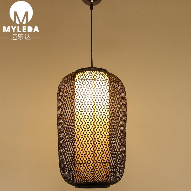 Classical Bamboo Patterned Lampshade Birdcage Chandelier Pendant Light for Hotel, Teahouse, Hot Pot Restaurant