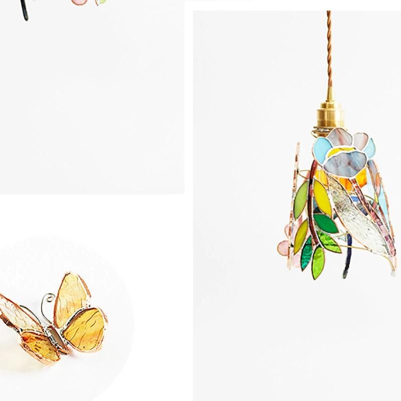 Tiffany Stained Glass Welding Decorative Chandelier Brass Lamp Holder Pendant Lamp