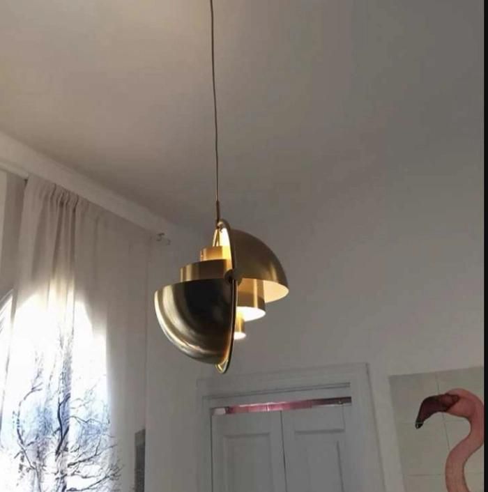 Modern Dining Room Hanging Light with Adjustable Metal Shade in Black, Brass, Gold