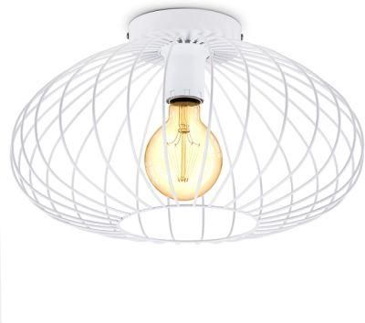 Vintage Matt White Wire Metal Cage Shade Ceiling Light