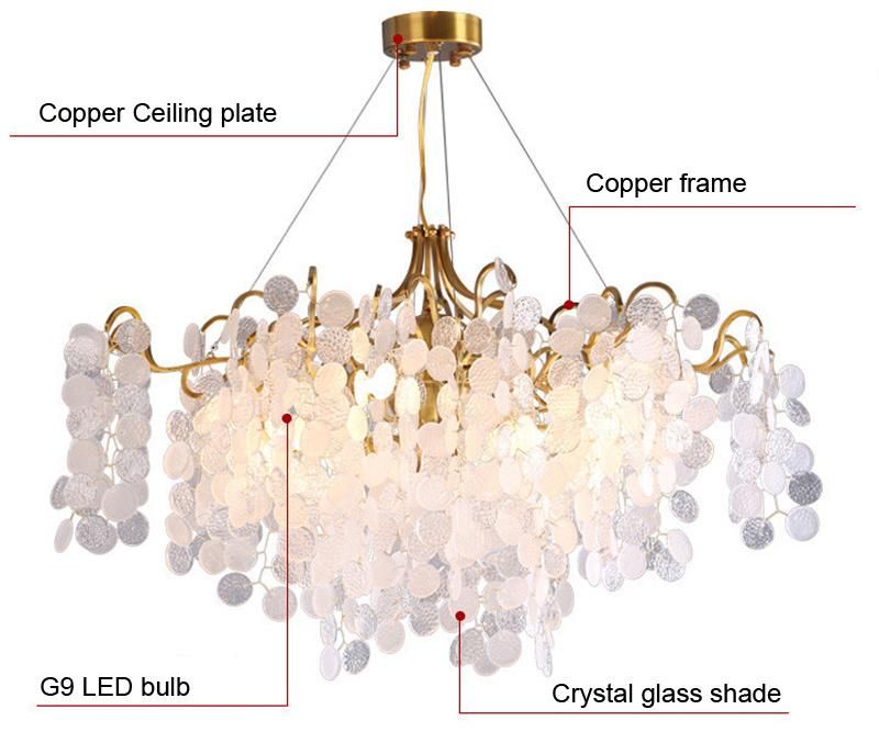 American Hotel Tree Branch Copper Crystal Chandeliers Lighting