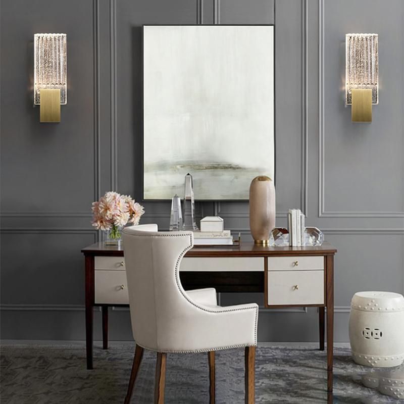 Living Room Crystal Bedside Lamp American Style Copper Bedroom Wall Lamp