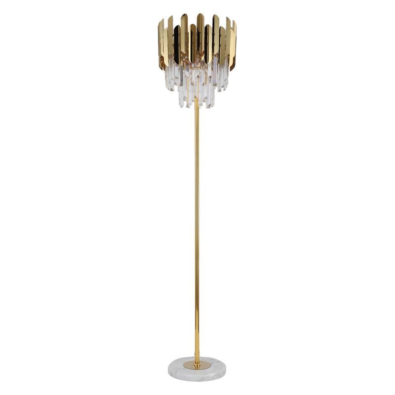 Luxury Modern Crystal Gold Stand Floor Lamp LED for Bedroom Living Room Crystal Floor Lamp (WH-MFL-79)