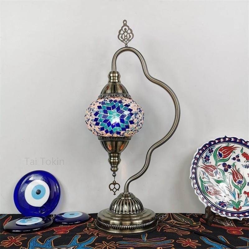 E14 Hand-Inlaid Glass Mosaic Bedroom Living Room Decorative Restaurant Table Light (WH-VTB-16)