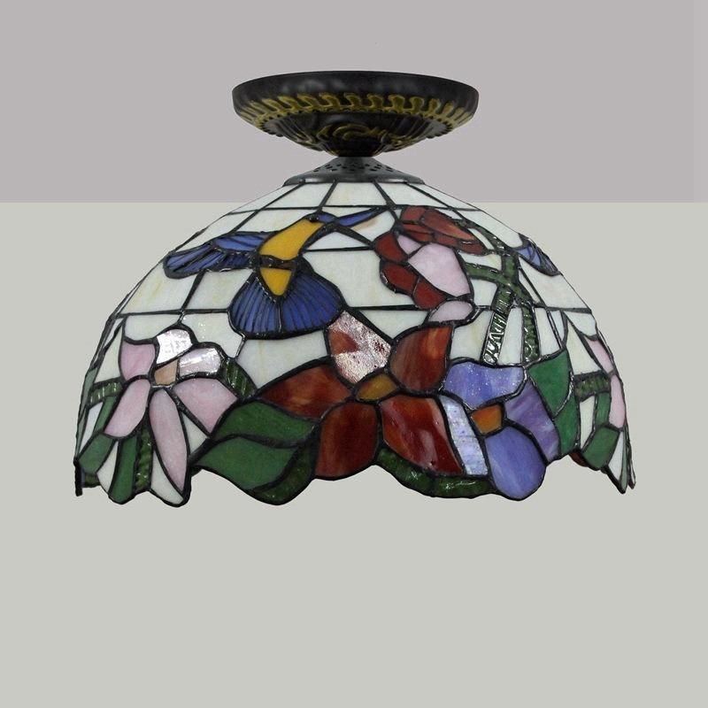 European Countryside Bird Tiffany Multi-Color Glass Restaurant Bedroom Corridor Glass Ceiling Light (WH-TA-23)