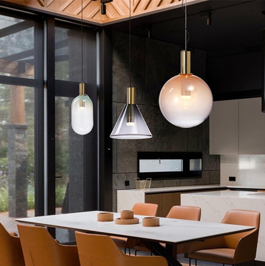 Post-Modern LED Glass Pendant Lights Design Nordic Gradient Cafe Living Room Hanging Lamps Pendant Lamp (WH-AP-143)