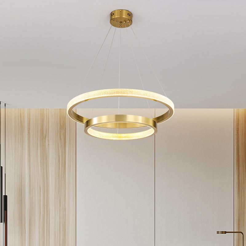 Indoor Modern Nordic Acrylic Circular LED Ring Gold Pendant Lamp Chandeliers Hanging Lights