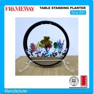 Custom Manufacturing Home Deco Metal Table Standing Planter with Arylic Water Tank Powder Coated with LED Lamp
