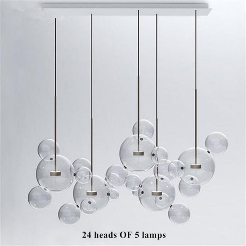 Modern Mouse LED Bubbles Ball Pendant Lights Glass Lustre Luminaria Clear Hanging Light for Living Room Bedroom Restaurant