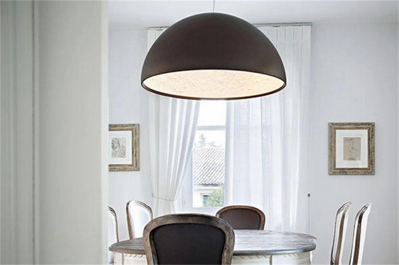 2022 Modern Luxury Black LED Pendant Lamp, Custom Hotel Engineering Chandeliers & Pendant Lamps, Semicircle Acrylic Lampshade