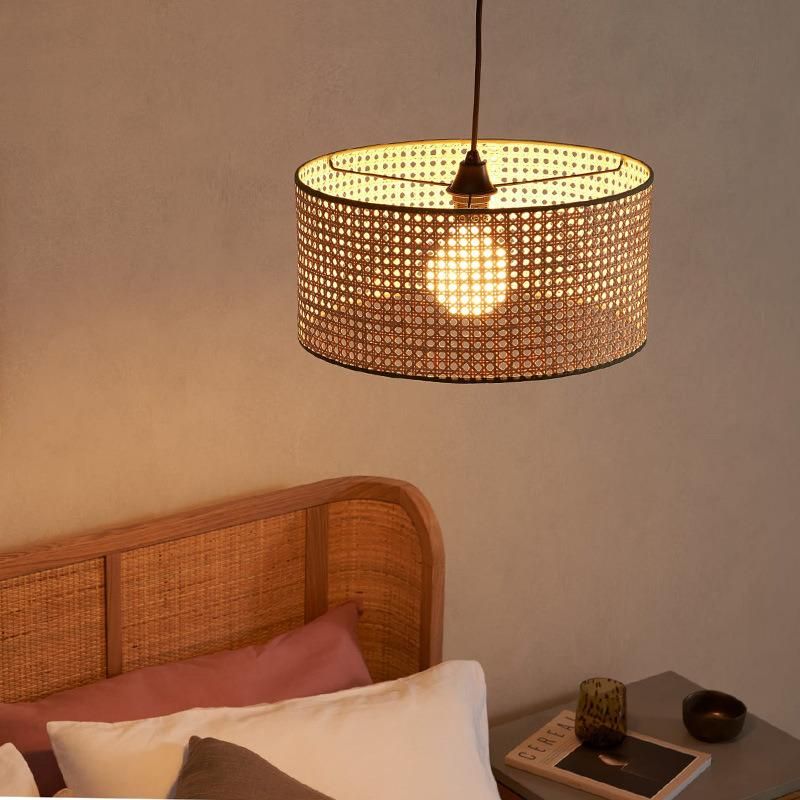 Vintage Rattan Lamp Pendant Lights Farmhouse Style Handmade Restaurant Round Ball Chandelier (WH-WP-50)