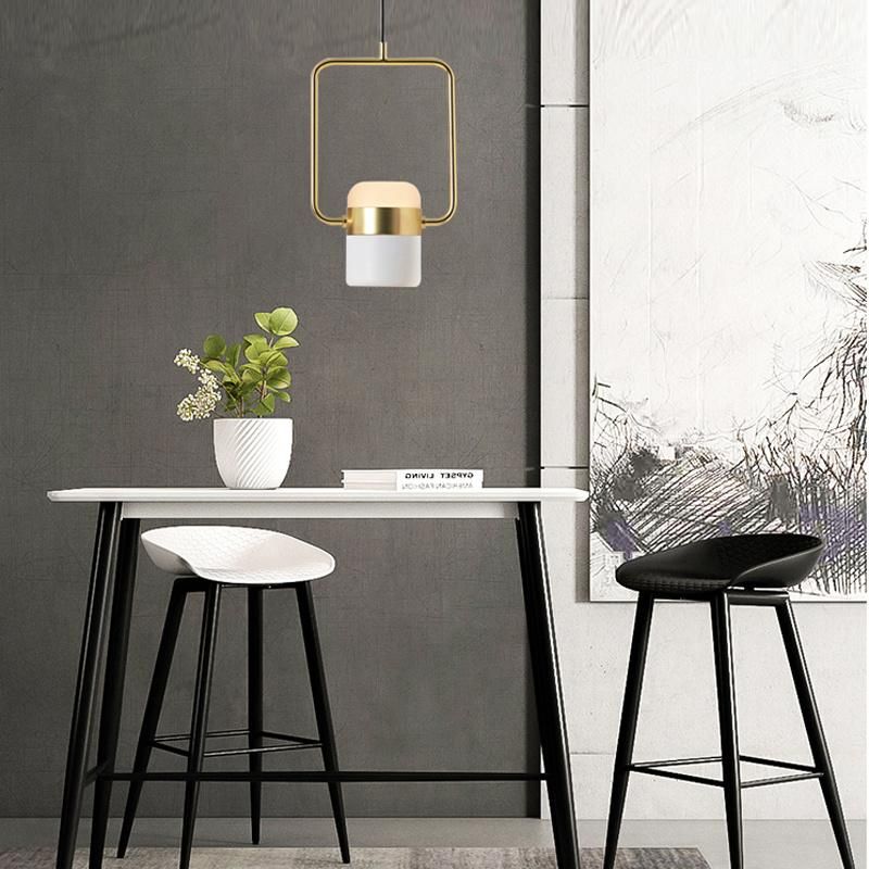 Nordic Simple Rose Gold Long Bar Restaurant Chandelier Hotel Light Luxury Personality Creative Round Bar LED Line Pendant Light