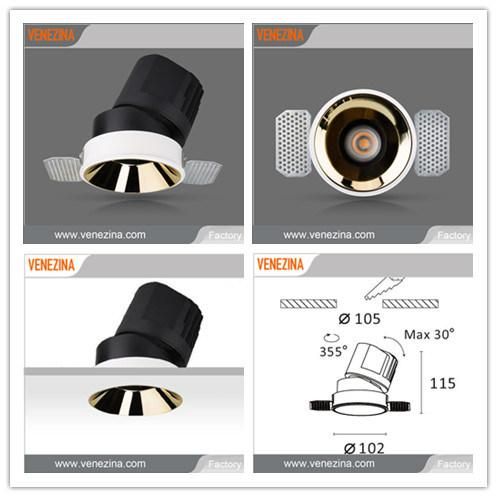 New Design Golden Reflector 6W-20W Adjustable Trimless Spotlight