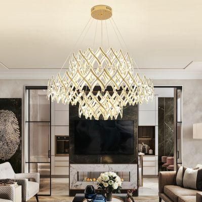 Modern Curve Round Linear Ring Ceiling Mesh Acrylic Pendant Light Lamps Net Chandeliers