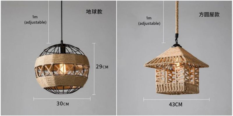 Retro Industrial Style Lighting Lamp Hemp Rope Chandelier