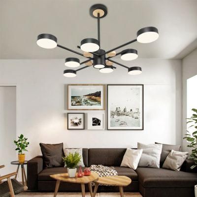 Nordic Hot Sales Iron Acrylic Pendant Light for Living Room, Deco Industrial Iron Black Chandelier Modern Chandelier