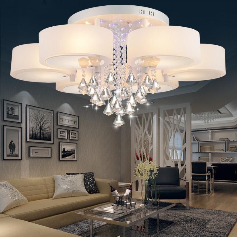 Round Crystal Ceiling Lamp with Acrylic Lampshade for Indoor Home Lighting Fixtures (WH-CA-38)