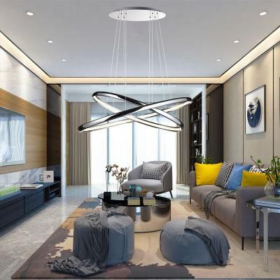 Nordic LED Simple Modern Brushed with Dining Room Aluminum Warm Bright Light Chandelier Circle Pendant Lamp