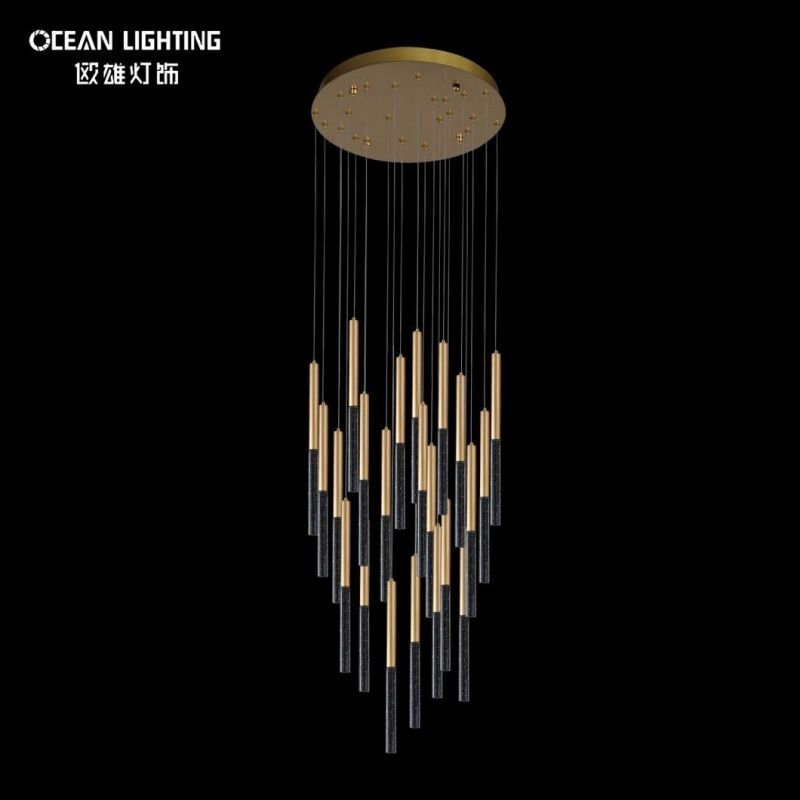 Indoor Cylinder Warm Lighting 3000K Metal Crystal 22*3W Chandelier