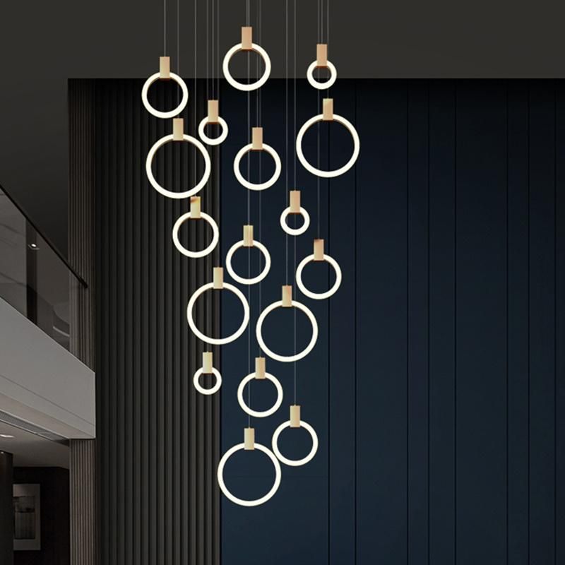 Creative Circular Crystal Chandelier restaurant Hotel Bedroom Pendant Lamp Light