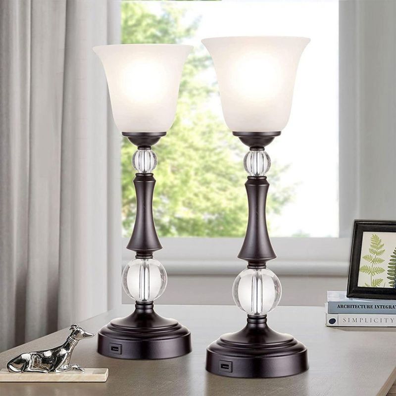 Torchiere Set of 2 Touch Lamps with USB Port for Bedrooms 3-Way Dimmable Bedside Lighting Nightstand Desk Bed LED Lights
