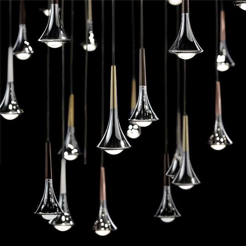 Nordic Long Pendant Light Stair Italian Design Lamp Villa Restaurant Chrome Light Living Room Pendant Light (WH-AP-153)