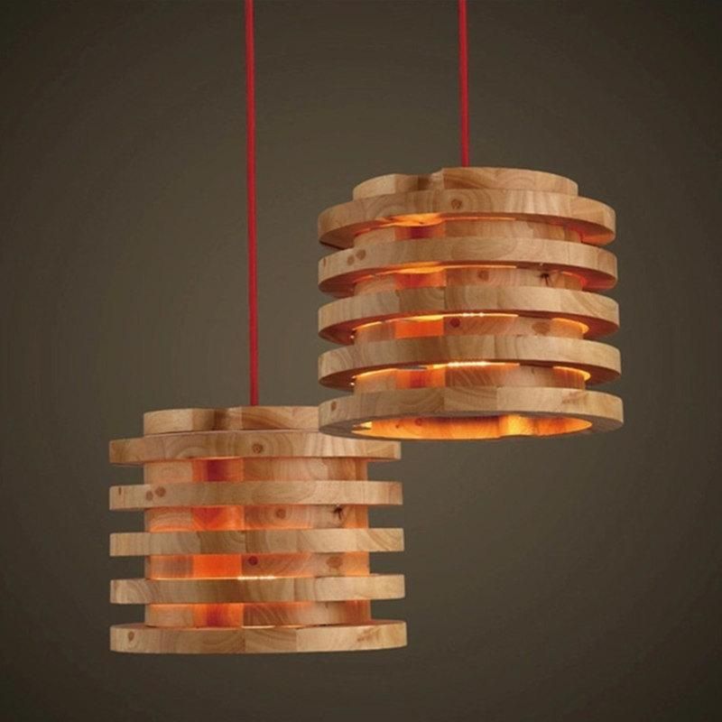 Creative Wood Pendant Light Indoor Dining Room Foyer Home Adornment Pendant Light (WH-WP-44)