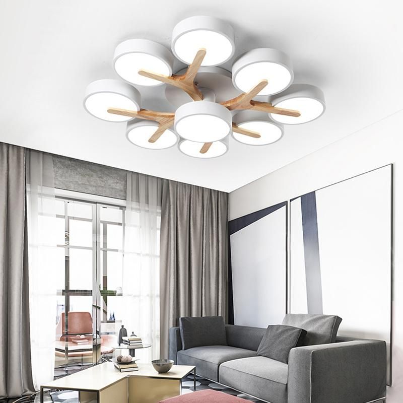 Wood Modern Ceiling Light Simple Livingroom Lamp Creative Study Light LED