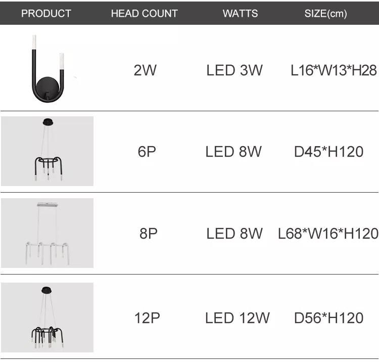 European Modern Decorative Black Home Kitchen Simple Design LED Chandelier