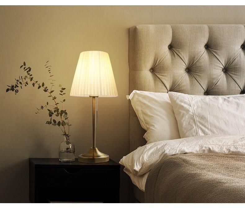 Nordic Small Desk Lamp Bedroom Simple Modern American Retro Light Luxury Warm Wedding Room Bedside Lamp