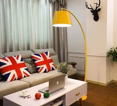 for Living Room Wooden Five Arm Round Lamps Marble Wood Standing with Stainless Steel Base RGB Alexa LED Corner Tuya Floor Lamp Hotel