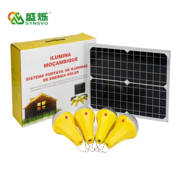 Solar Lights Torch Lights Solar LED Lamp 20W 25W Solar Panel System Home Solar Power System Lights with Four Bulb Portable Mini Remote Control