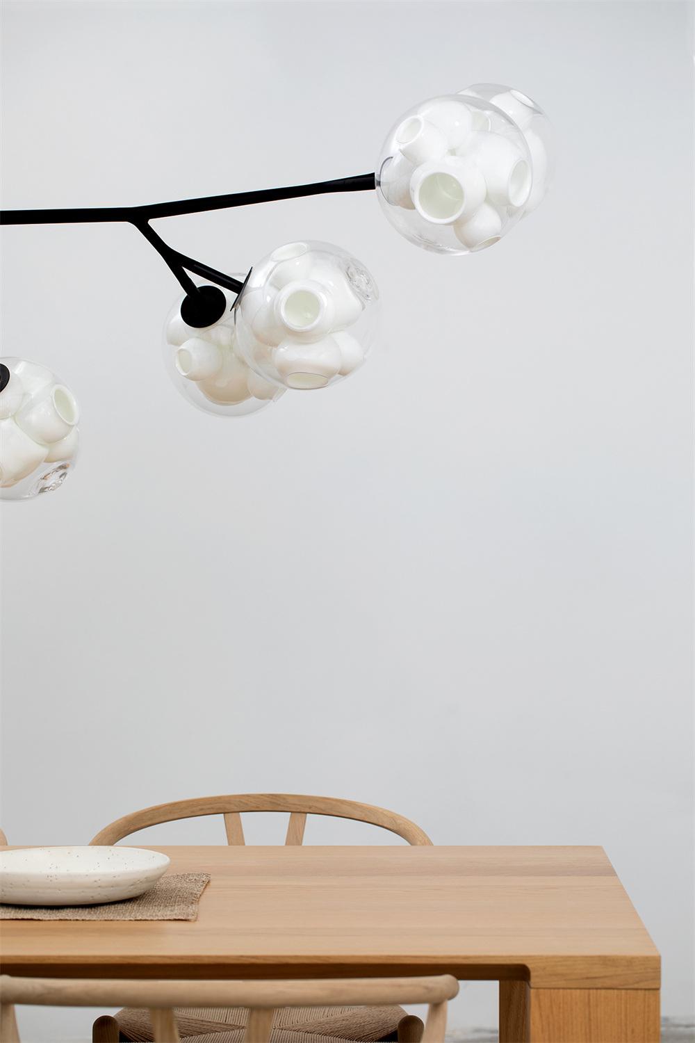 2022 New Modern White Glass Chandelier Light Kitchen Linear Pendant Lamp