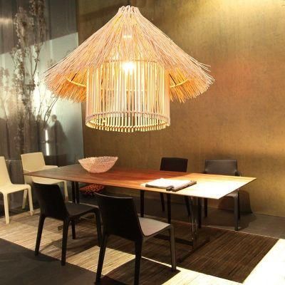 Wicker Rattan Shade Pendant Light Fixture Vintage Industrial Rustic Asian Creative Suspension Lamp (WH-WP-33)
