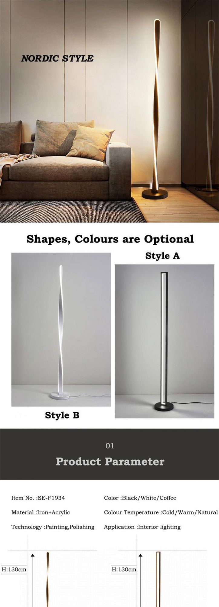 Nordic New Product Interior Decoration Living Room Standing Lamp Corner LED Floor Lamp