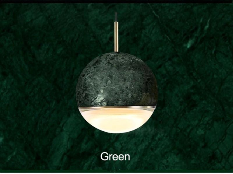 Simple Marble Texture Pendant Lamp Modern Crystal Ball Small Droplight Loft Black White Green Sphere Cord Pendant Light