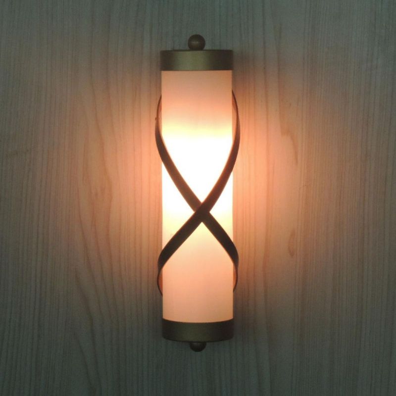 Opal Glass Lamp Shade and Steel Mounted Plate Wall Lamp.