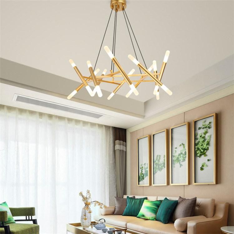 2020 Contemporary Gold Chandelier Brushed Brass Modern Pendant Lighting Industrial Vintage Ceiling Light