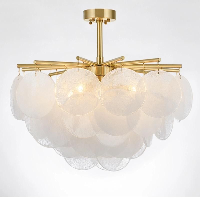 Flower Shape Design Crystal White Chandelier Pendant Lamp Living Room Lamp
