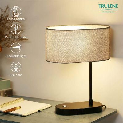 Table Lamp Fabric Small Nightstand Light for Home Hotel Office