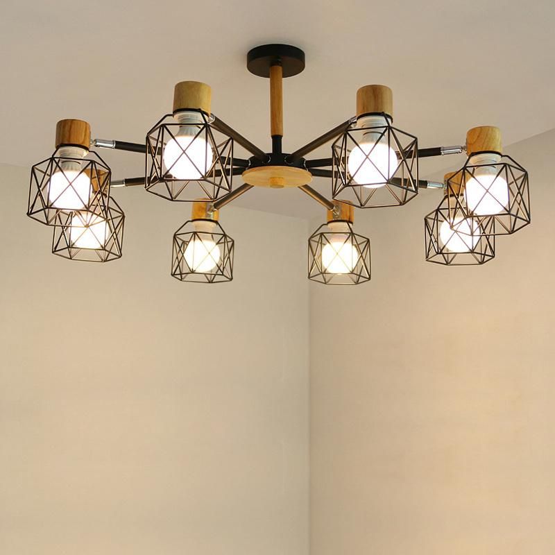 Vintage Chandelier Ceiling Chandeliers Adjustable Lustre for Living Room Bedroom Kitchen Wood Lighting (WH-WA-26)