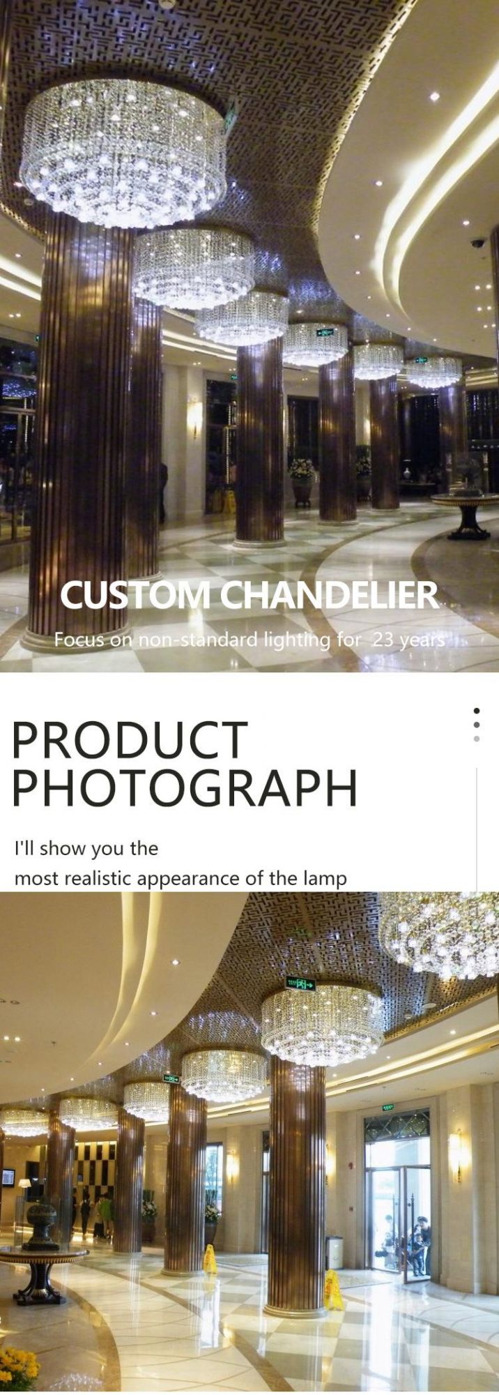New Product Luxury Hotel Lobby Custom Large Project Modern K9 Crystal LED Chandelier Ceiling Light