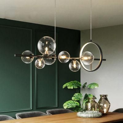 Modern Simple Iron Circle Glass Chandelier Pendant Lamp Bedroom