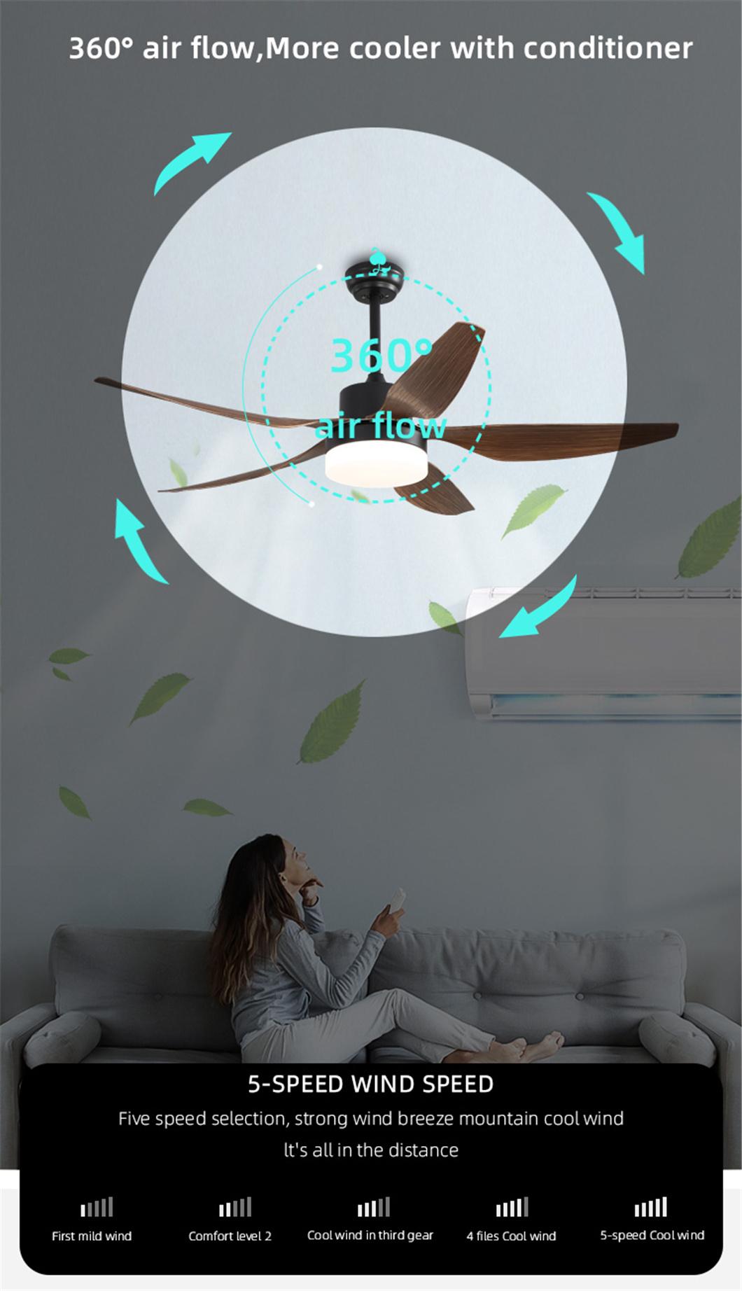 Latest Indoor Living Room 5 Fan Speeds Ceiling Fan Light